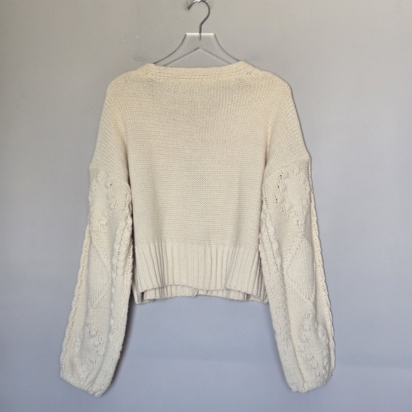 ASOS Missguided Bobble Cable Knit Cardigan Sweater Preppy Academia Neutral - Picture 4 of 9